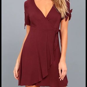 Lulus Maroon Wrap Philosophy Dress